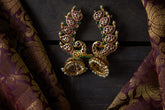 Precious Kemp Peacock Style Ear cuff Jhumkas Red Green -G278